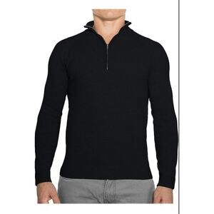 Calvin Klein Quarter-Zip Sweater Men's M Black 100% Cotton Long Sleeve Knitted
